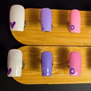 Pastel Love Spell 💜💗 Medium length square press on nails